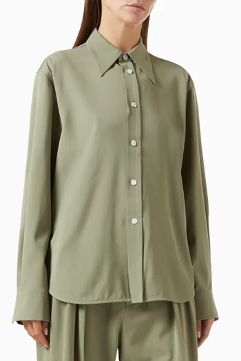 Logo Embroidery Shirt in Wool-twill