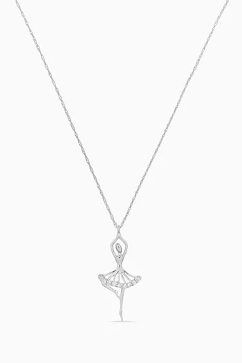 Dancing Ballerina Diamond Necklace in 18kt White Gold