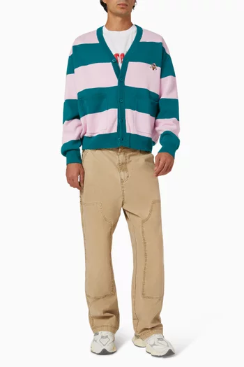 Cones & Bones Striped Knitted Cardigan in Cotton