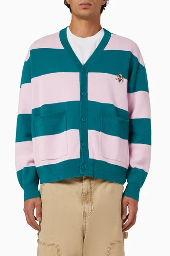 Cones & Bones Striped Knitted Cardigan in Cotton