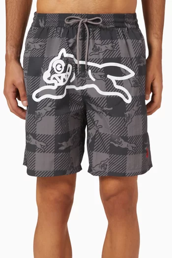 Checker Running Dog Swim Shorts