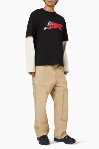Running Dog Layered  T-shirt in Cotton