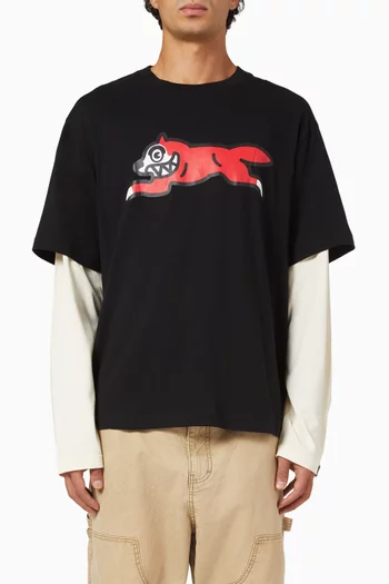 Running Dog Layered  T-shirt in Cotton