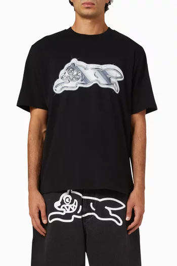 Iced Out Running Dog T-shirt in Cotton