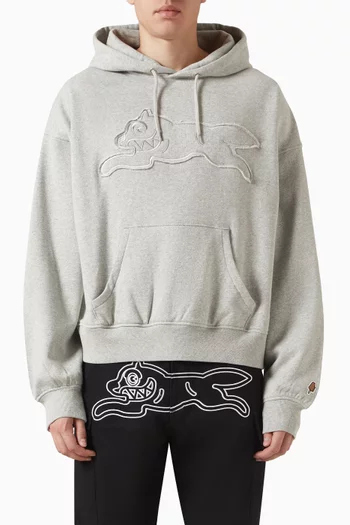 Applique Running Dog Hoodie in Cotton