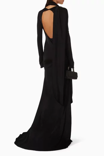 Crystal-embellished Draped Gown in Jersey