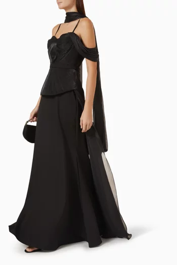 Off-shoulder Scarf Gown
