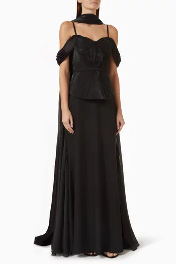Off-shoulder Scarf Gown