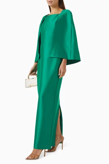 Cape Gown in Stretch Mikado