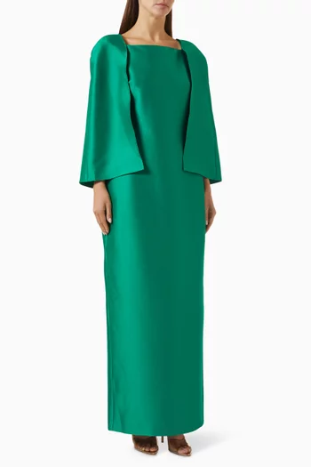 Cape Gown in Stretch Mikado