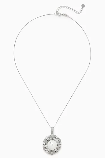 Yasmine Pearl Pendant Necklace & Earrings in 925 Sterling Silver