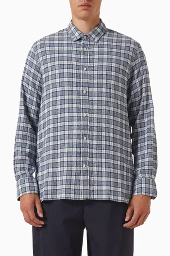 Arsene Waffled Check Shirt in Cotton