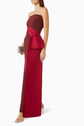 Contrast Drape Strapless Gown