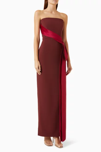 Contrast Drape Strapless Gown