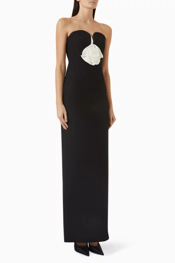 Strapless Monochrome Flower Gown