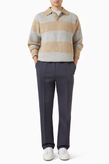 Striped Melange Polo Sweater in Knit