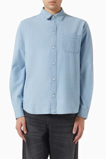 Buttoned Chambray Shirt in Denim