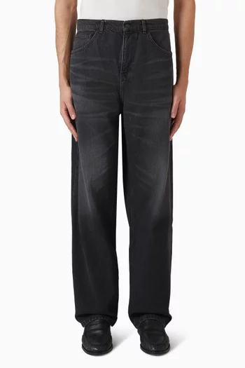 Roi Wide-leg Washed Jeans in Denim