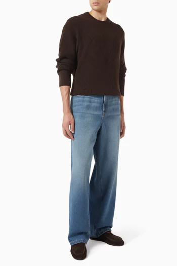 Roi Wide-leg Washed Jeans in Denim