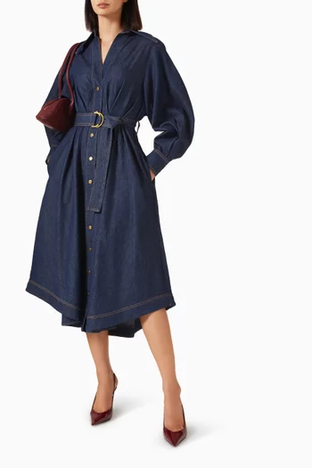 Midi Shirt Dress in Denim