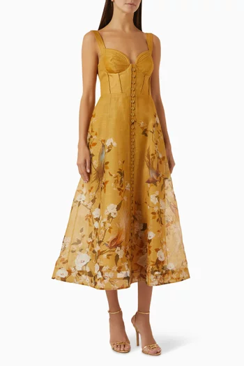 Momentum Corded Midi Dress in Silk & Linen