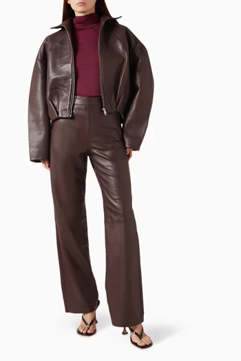 Straight-leg Pants in Leather