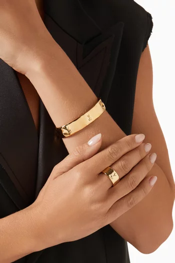 Hammered Ami de Coeur Cuff Bracelet in Gold-finish Brass