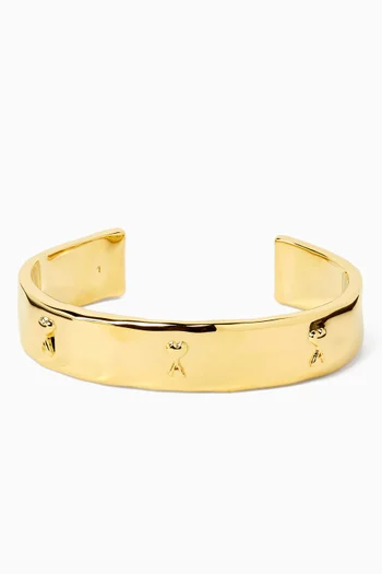 Hammered Ami de Coeur Cuff Bracelet in Gold-finish Brass