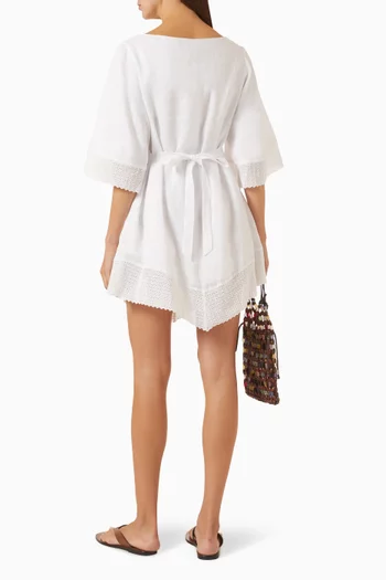 Alfie Kaftan Mini Dress in Linen