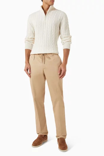 Zipper Cable Sweater in Cashmere-blend