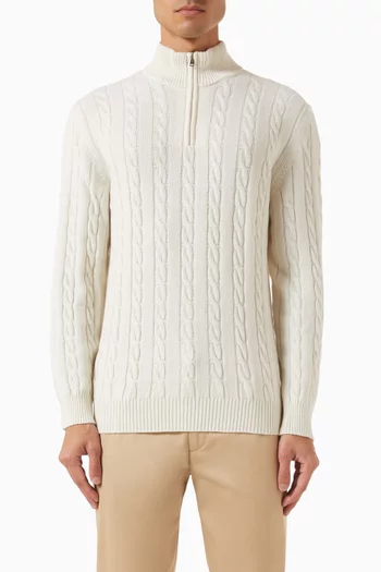 Zipper Cable Sweater in Cashmere-blend