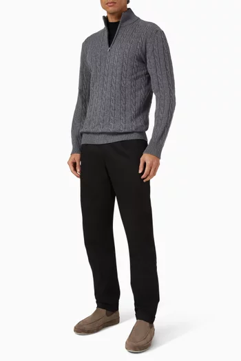 Zipper Cable Sweater in Cashmere-blend