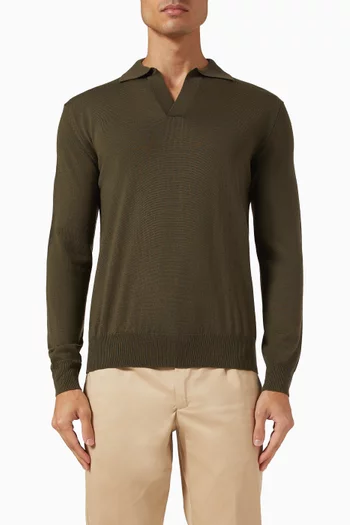 Buttonless Polo Sweater in Cashwool®