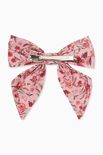 Bird Floral Bow Clip in Cotton