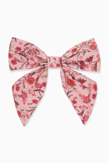 Bird Floral Bow Clip in Cotton