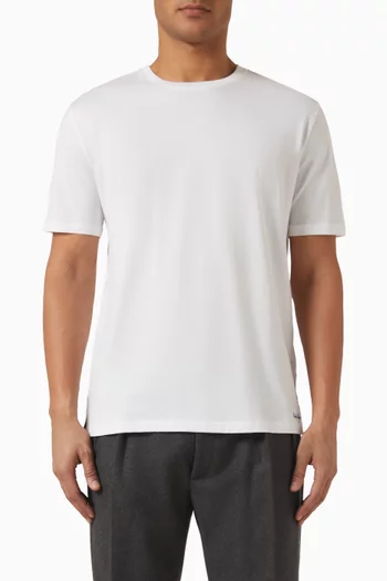 Logo-embroidered Knit T-shirt in Cotton