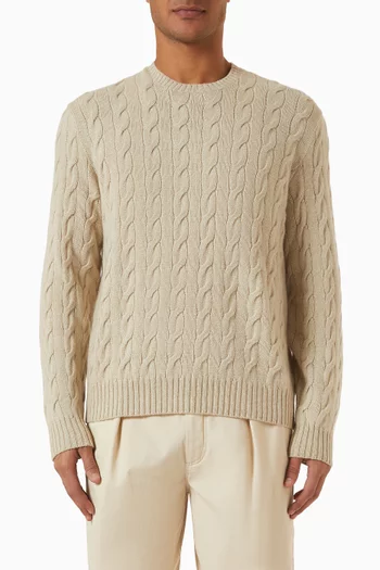 Crewneck Sweater in Cable-knit