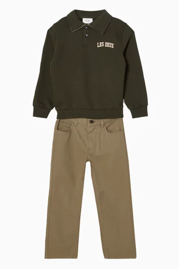 College Rugby Polo Sweatshirt in Cotton