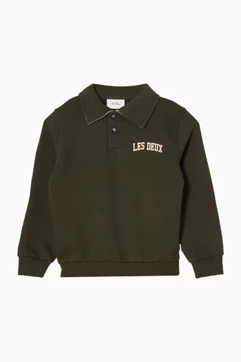College Rugby Polo Sweatshirt in Cotton