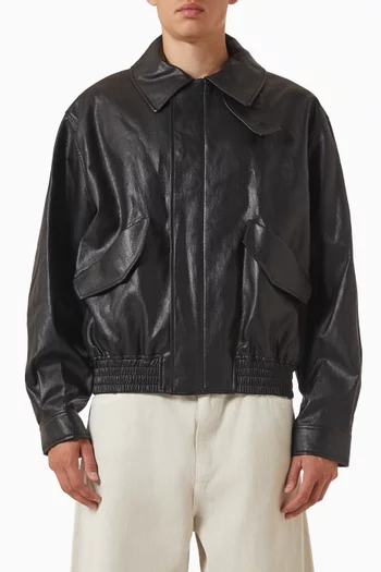 Zip Blouson Jacket in Faux Leather