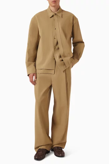 One-tuck Pants in Wrinkled Cotton