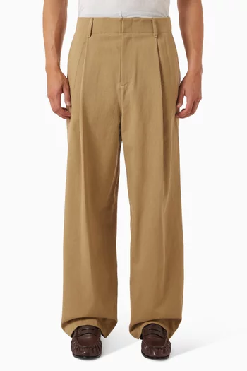 One-tuck Pants in Wrinkled Cotton