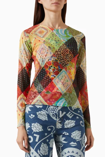 Printed Top in Mesh
