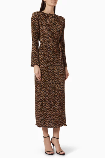 Leopard-print Gaia Dress in Plisse