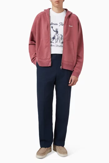 Logo Zip Hooded Sweatshirt in Cotton