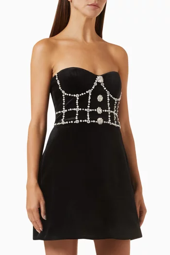 Masie Pearl-embellished Tulip Dress in Velvet