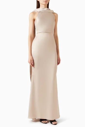 Liora Halter Scarf Dress in Satin