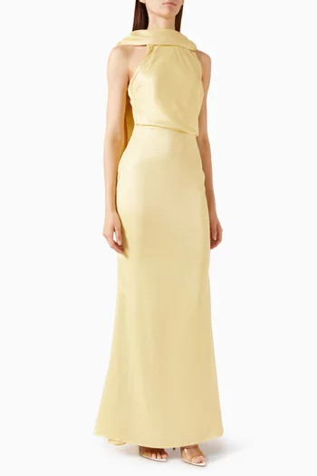 Liora Halter Scarf Dress in Satin