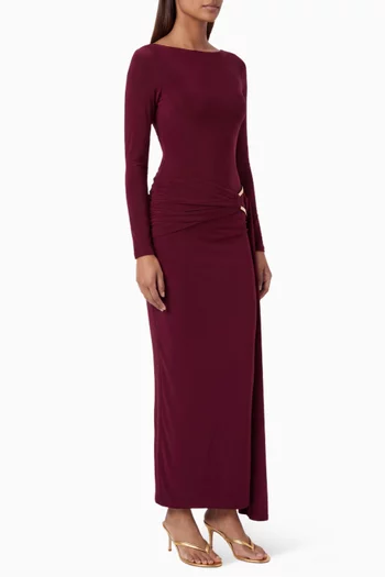 Astrielle Wide-neck Sash Maxi Dress in Jersey