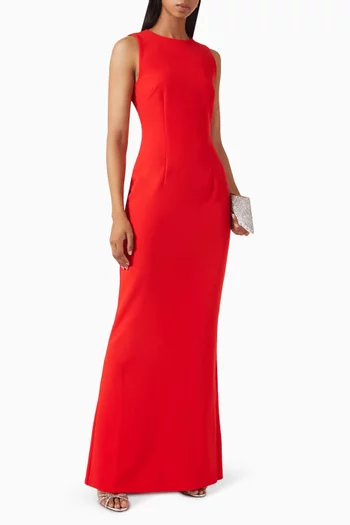 Astrelle Crewneck Maxi Dress in Crepe